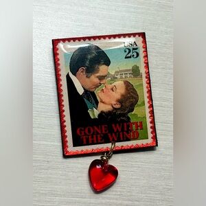 Gone With The Wind Brooch/ Pin with Heart Charm